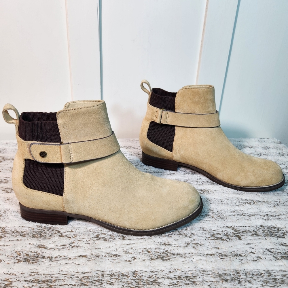 Spenco "Park Avenue" Suede Chelsea Ankle Boot Wheat Cream Tan | Women's Size 10D - Picture 7 of 13